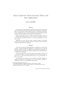 Some Conjectures About Invariant Theory and their Applications Olivier MATHIEU