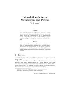 Interrelations between Mathematics and Physics Yu. I. Manin