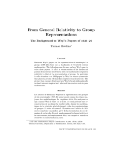 From General Relativity to Group Representations Thomas Hawkins