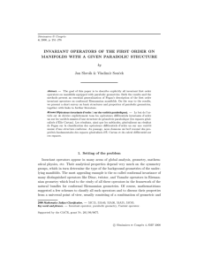 INVARIANT OPERATORS OF THE FIRST ORDER ON by Jan Slov´