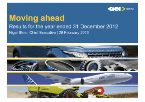 Moving ahead Results for the year ended 31 December 2012