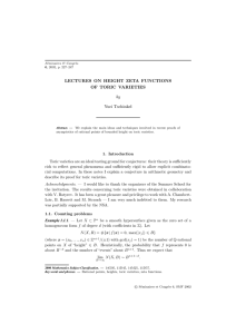 LECTURES ON HEIGHT ZETA FUNCTIONS OF TORIC VARIETIES by Yuri Tschinkel