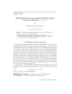 DETERMINATION OF LIPSCHITZ STRATIFICATIONS FOR THE SURFACES y = z