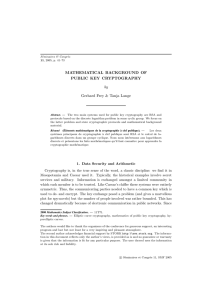 MATHEMATICAL BACKGROUND OF PUBLIC KEY CRYPTOGRAPHY by Gerhard Frey &amp; Tanja Lange