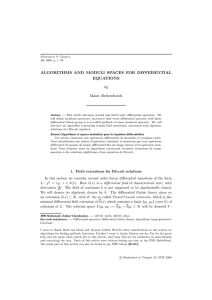 ALGORITHMS AND MODULI SPACES FOR DIFFERENTIAL EQUATIONS by Maint Berkenbosch