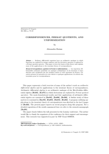 CORRESPONDENCES, FERMAT QUOTIENTS, AND UNIFORMIZATION by Alexandru Buium