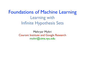 Foundations of Machine Learning Learning with Infinite Hypothesis Sets Mehryar Mohri