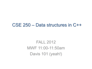 – Data structures in C++ CSE 250 FALL 2012 MWF 11:00-11:50am