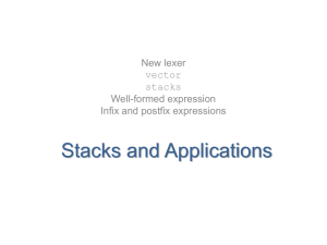Stacks and Applications New lexer vector stacks