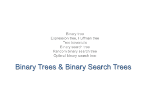 Binary tree Expression tree, Huffman tree Tree traversals Binary search tree