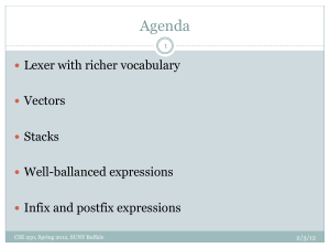 Agenda Lexer with richer vocabulary Vectors Stacks