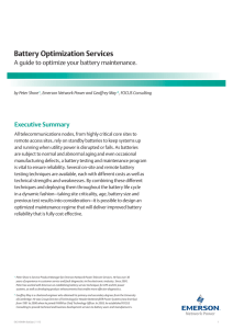 Battery Optimization Services Executive Summary A guide to optimize your battery maintenance.