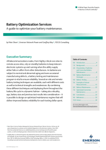 Battery Optimization Services Executive Summary A guide to optimize your battery maintenance.