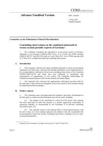 CERD Advance Unedited Version  Concluding observations on the combined nineteenth to