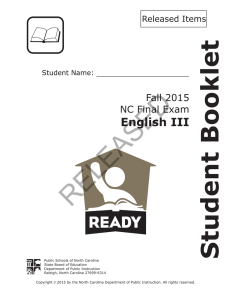 RELEASED Student Booklet English III Fall 2015