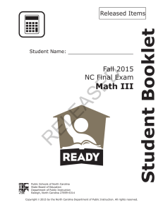 RELEASED Student Booklet Math III Fall 2015