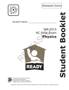 RELEASED Student Booklet Physics Fall 2015
