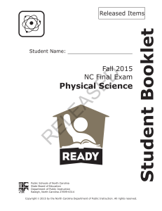 RELEASED Student Booklet Physical Science Fall 2015