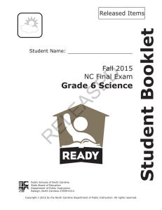 RELEASED Student Booklet Grade 6 Science Fall 2015