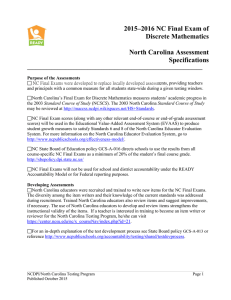 2015–2016 NC Final Exam of Discrete Mathematics  North Carolina Assessment