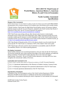 2014–2015 NC Final Exams of World History, American History I, American