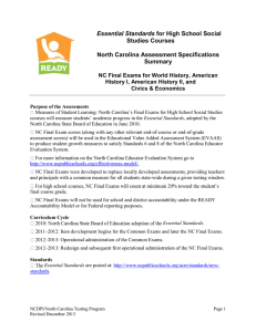 Essential Standards Studies Courses North Carolina Assessment Specifications Summary