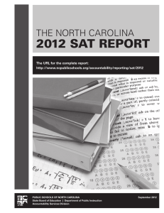 2012 SAT REPORT THE NORTH CAROLINA The URL for the complete report: