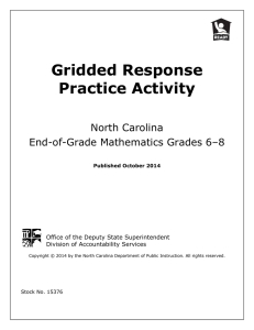 Gridded Response Practice Activity  North Carolina
