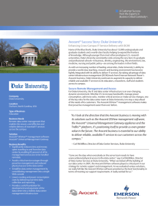 Avocent Success Story: Duke University A Customer Success from the Experts in