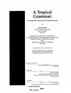 A Tropical Grammar: An Architectural Grammar for Hot Humid Climates Anne  Beamish