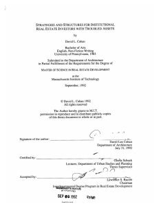 STRATEGIES  AND  STRUCTURES by ESTATE  INVESTORS David L. Cohan