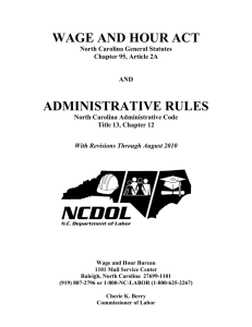 WAGE AND HOUR ACT ADMINISTRATIVE RULES