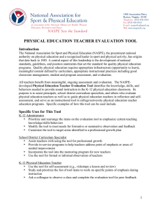 PHYSICAL EDUCATION TEACHER EVALUATION TOOL Introduction