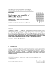 Performance and scalability of MPI on PC clusters Performance Glenn R. Luecke