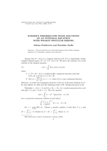 KNESER’S THEOREM FOR WEAK SOLUTIONS OF AN INTEGRAL EQUATION