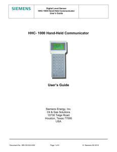 HHC- 1000 Hand-Held Communicator User’s Guide Siemens Energy, Inc.