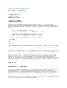 Agenda: 2011 Banking Institute Ritz-Carlton, Charlotte, NC Thursday, March 31