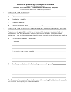 Specialization in Training and Human Resource Development Supervisor’s Evaluation Form