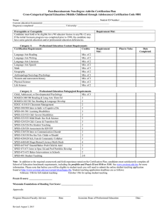 Post-Baccalaureate Non-Degree Add-On Certification Plan