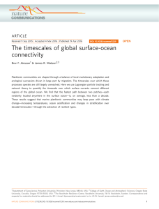 The timescales of global surface-ocean connectivity ARTICLE Bror F. Jo