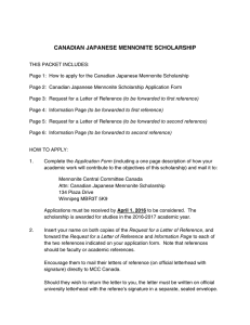 CANADIAN JAPANESE MENNONITE SCHOLARSHIP