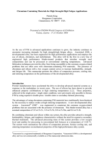 Chromium Containing Materials for High Strength-High Fatigue Applications  Patrick King Hoeganaes Corporation