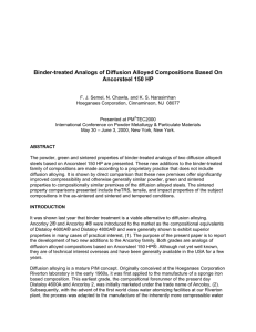 Binder-treated Analogs of Diffusion Alloyed Compositions Based On Ancorsteel 150 HP