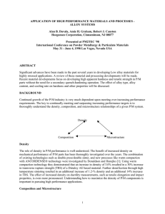 APPLICATION OF HIGH PERFORMANCE MATERIALS AND PROCESSES - ALLOY SYSTEMS