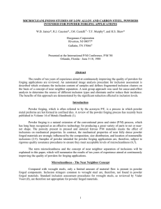 MICROCLEANLINESSS STUDIES OF LOW ALLOY AND CARBON STEEL, POWDERS