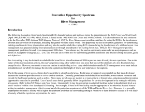 Recreation Opportunity Spectrum for River Management Introduction