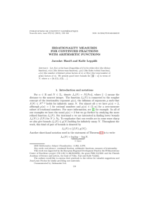 PUBLICATIONS DE L’INSTITUT MATHÉMATIQUE Nouvelle série, tome 97(111) (2015), 139–148 DOI: 10.2298/PIM140618001H