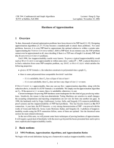 CSE 594: Combinatorial and Graph Algorithms Lecturer: Hung Q. Ngo