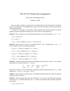 CSE 431/531 Homework Assignment 1 February 1, 2007