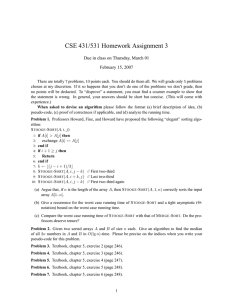CSE 431/531 Homework Assignment 3 February 15, 2007
